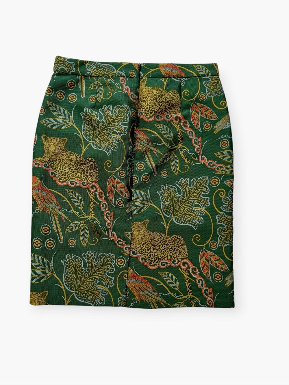 J. Crew Green Pencil Skirt with Tropical Animal and Leaf Print - Picture 2 of 3